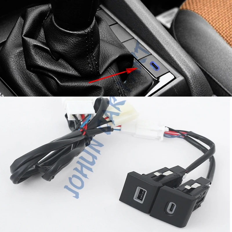 

Car Blue Light Dual Type C PD Ports QC3.0 USB Socket Quick Phone Charger Power Adapter 12V/24V for VW Amarok 2011 - 2022 New