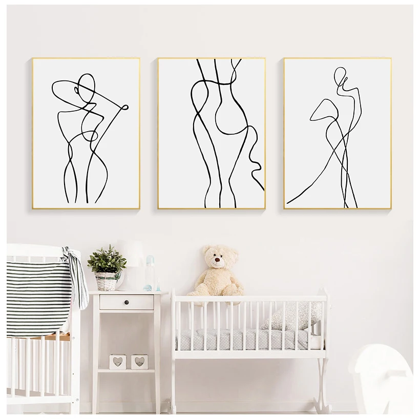 Line Drawing Wall Art Canvas Poster Abstract Woman Simple Painting Minimalist Print Decorative Picture Living Room Decoration