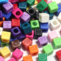 50pcs/lot 12mm Acrylic Square Alphabet Beads Solid Color Big Hole Loose Mixed Letter Beads For DIY Bracelet Necklace Accessories