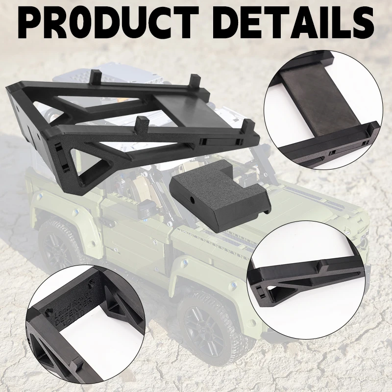 BUILDLY DIY Building Block Wall Display Bracket Wall Mount Holder for LEGO 42110 Technic Land Rover Defender view 3