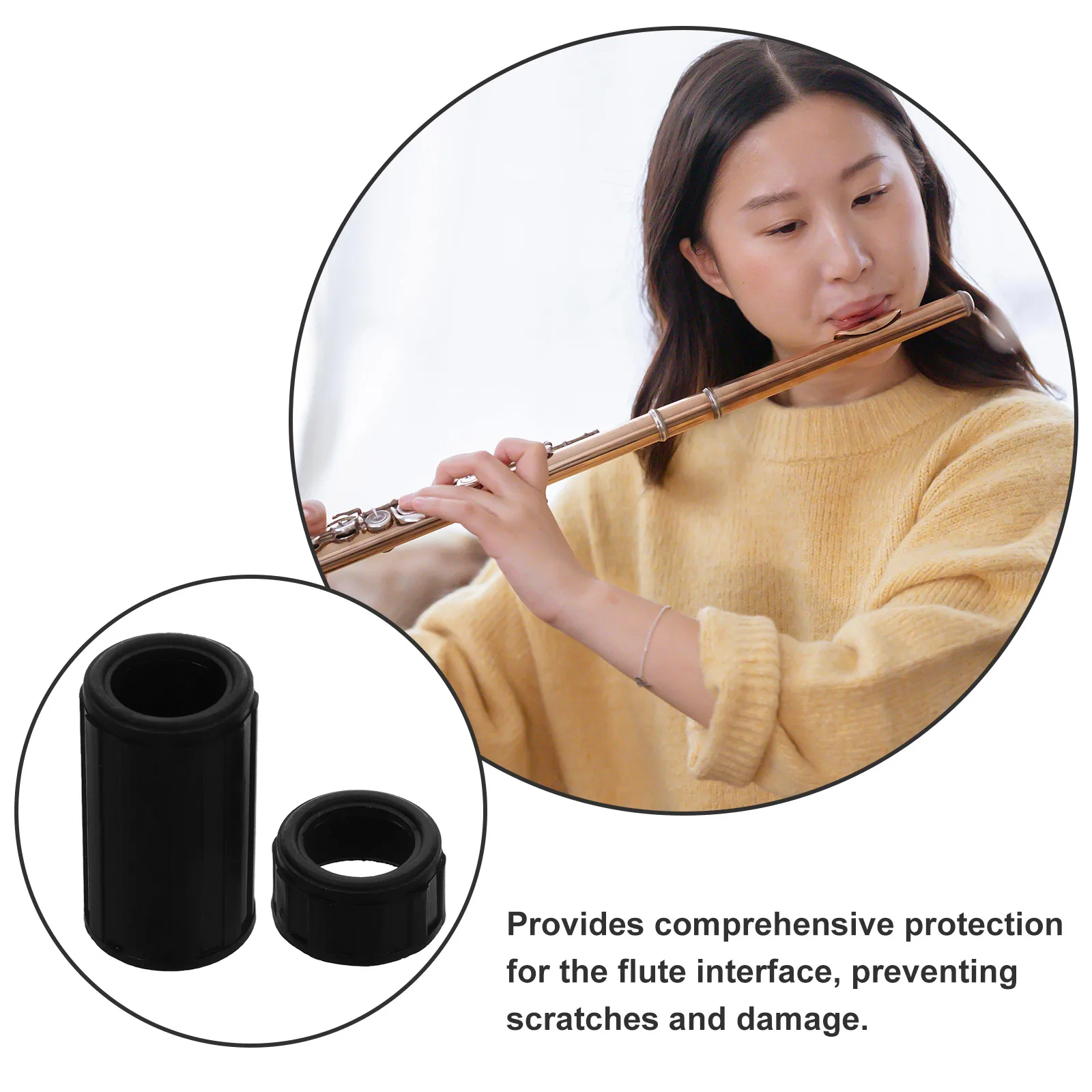 

3 set Flute Protective Cover Black Plastic Interface Sleeve Replacement Guard Music Accessories Flute Parts