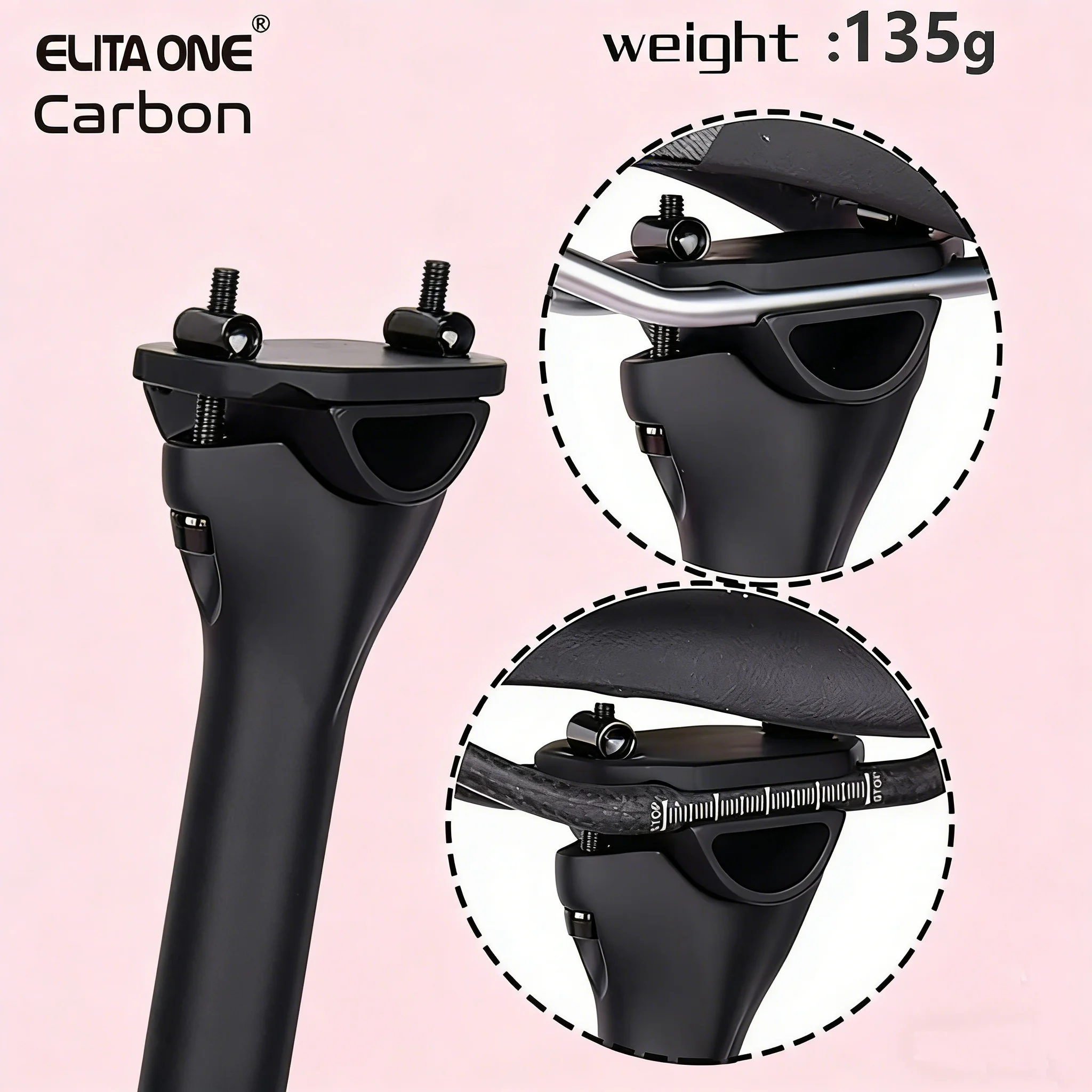 Carbon Fiber Saddle - Elitaone 63D Ultralight Carbon Fietszadelpen Topklem
