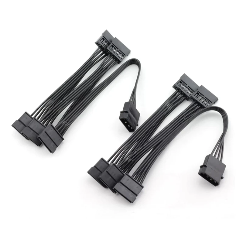 2PCS Molex 4Pin IDE To 5 SATA 15Pin Hard Drive Power Supply Splitter Cable For DIY PC Sever 18AWG 4-Pin To 15-Pin Power