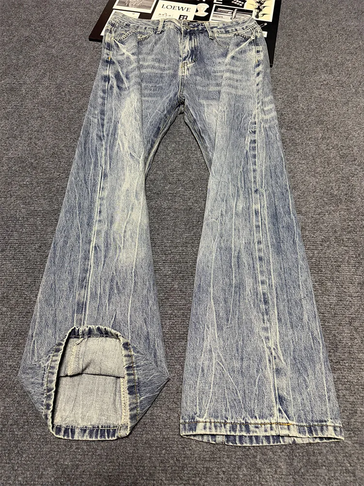 

Мужские джинсы в американском ретро-стиле, свободного кроя, с эффектом потертости, весенние, модные, прямые, со средней посадкой, на молнии, для повседневной носки