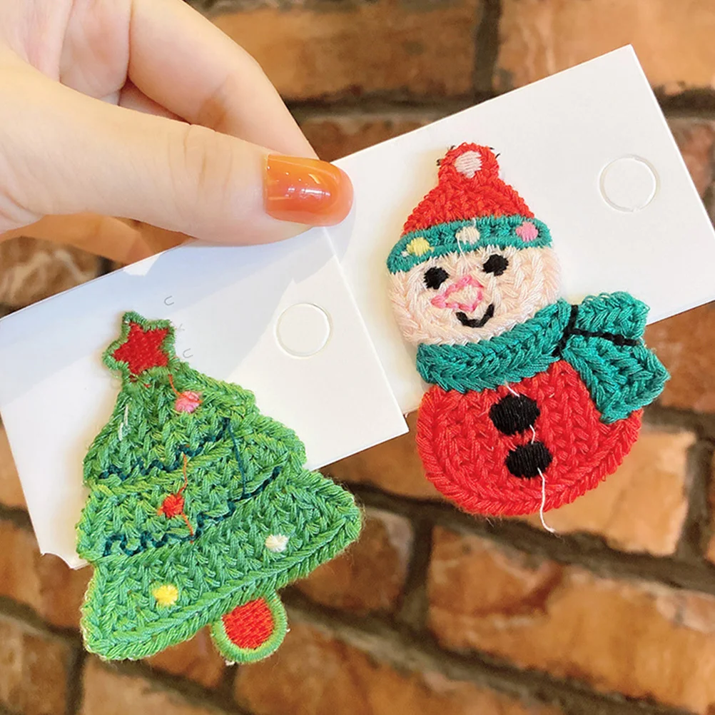 

14Pcs Knitted Christmas Hairpins Soft Snap Clips for Girls Hair Styling Accessories Festive Holiday Party Wear
