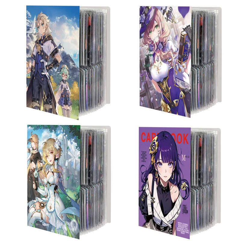 Genshin Impact 240 Pcs Cards Album Binder Book Map Letter Holder Binder Paimon Aether Lumine Anime Game Cards Collection Folder