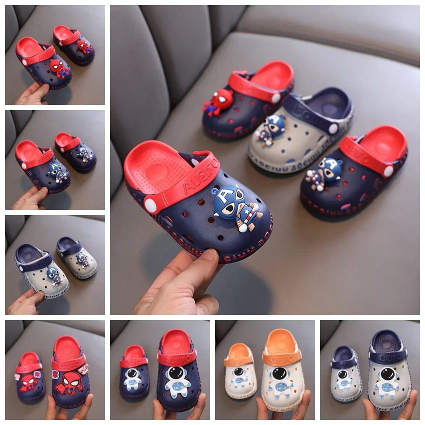 Baby Boys Home Shoes Children Slippers Cartoon Spiderman Captain America Sandals Girls Summer Kids Indoor Non Slip Beach Shoes