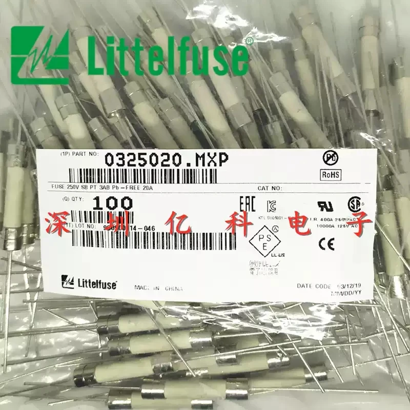 0325020.mxp American Lite 6 * 32 slow melting fuse tube LF.20A/250VP with pin T20A A A