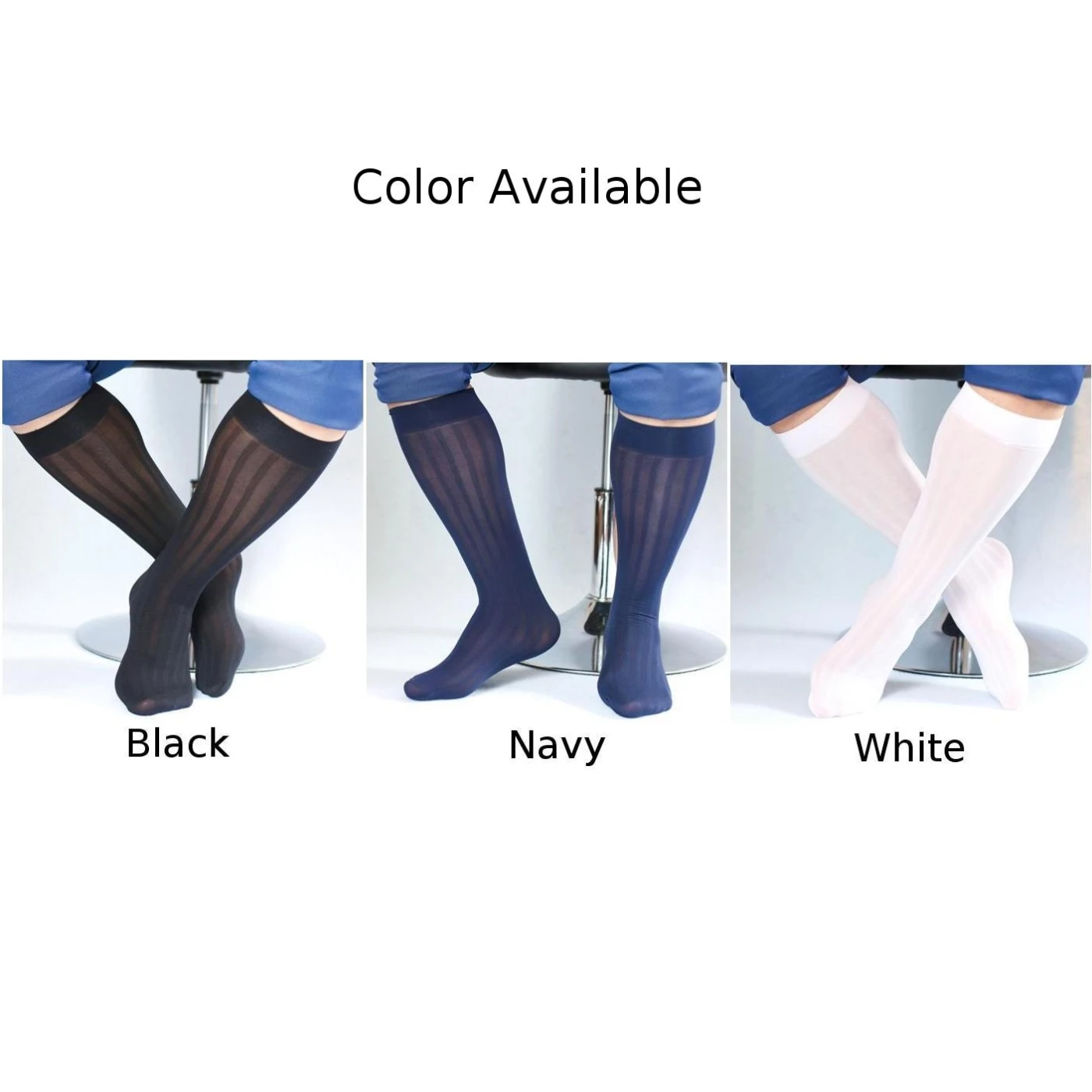Stockings Mens Socks Knee High Sock Knee Length Pair Stretchy Striped Ultra-thin Breathable Business Formal Gentleman