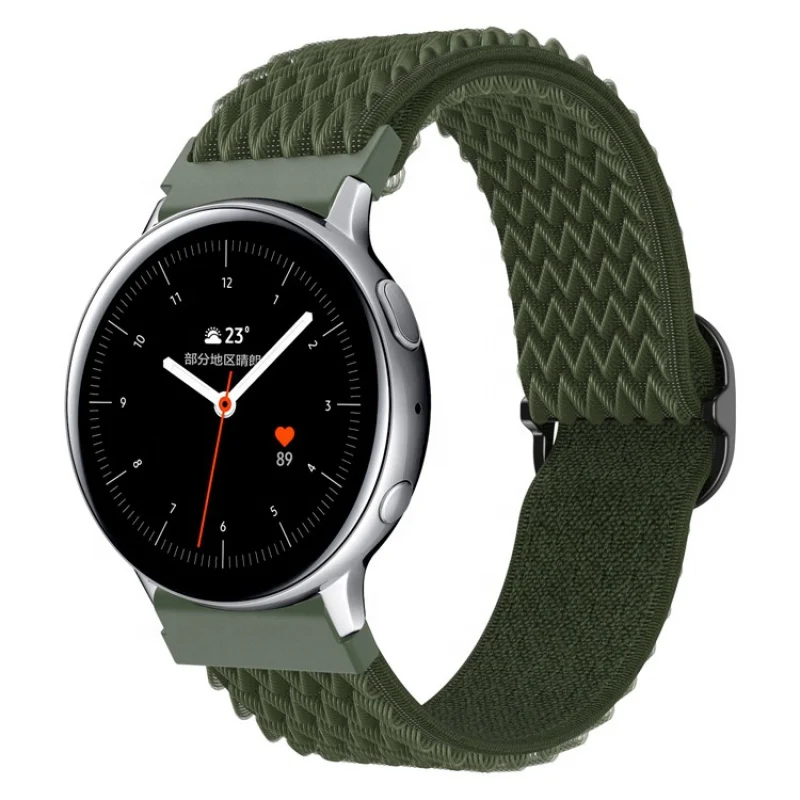Bracelet de montre en nylon réglable pour Samsung, motif de vague, commandé, doux, respirant, tressé, 20mm, 22mm