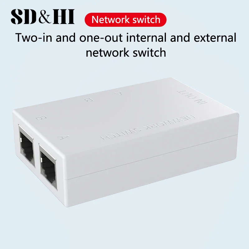 Hochwertiger Kunststoff rj45 Netzwerk-Switch 2 Port LAN Ethernet Netzwerk Box Switcher rj45 Splitter Handbuch Sharing Switch Adapter