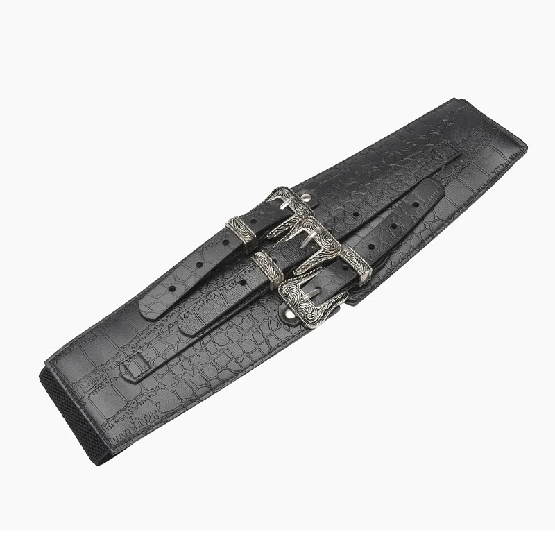 المرأة المدرج موضة جلد طبيعي مطاطا فستان Cummerbunds الكورسيهات حزام أحزمة الديكور واسعة حزام R2065