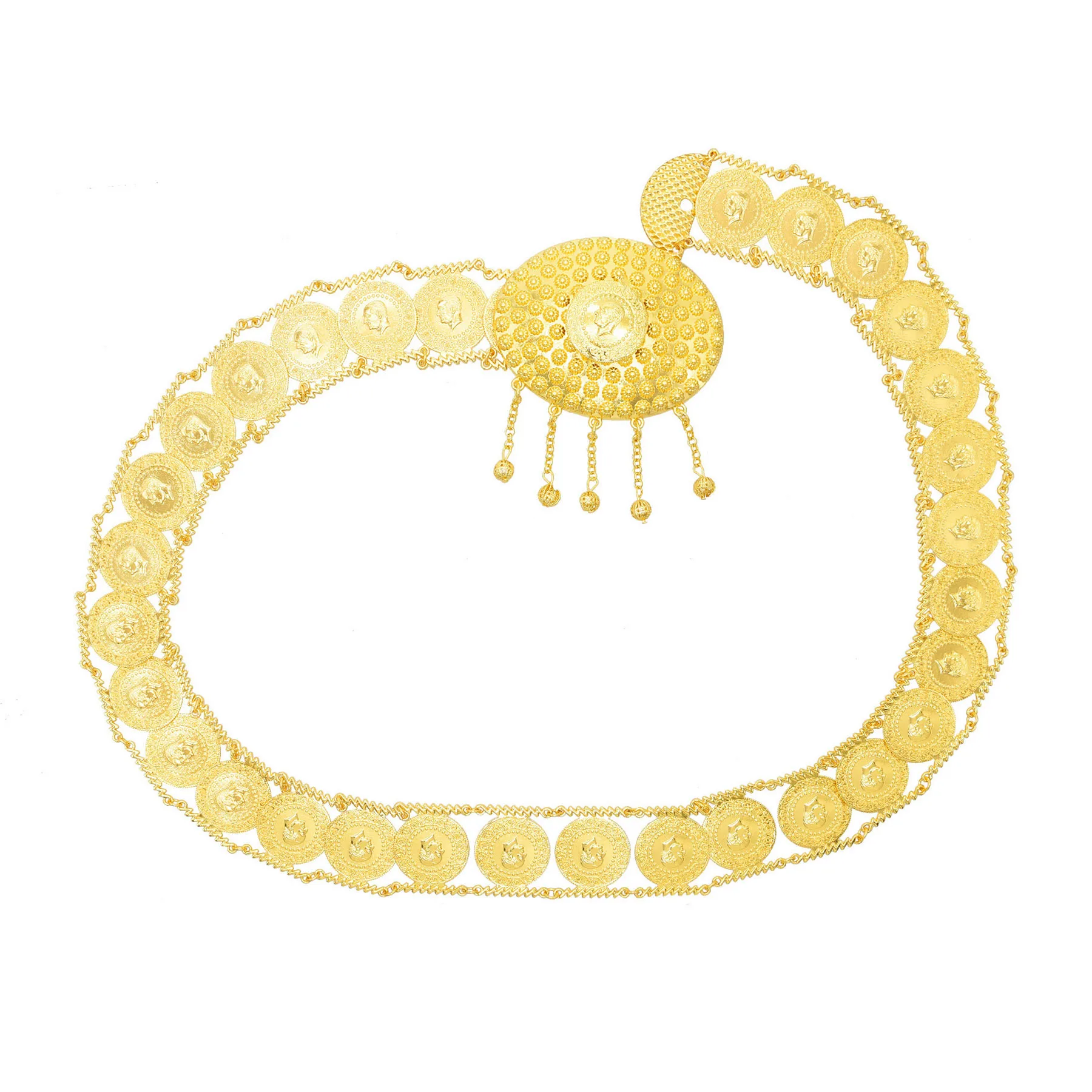 فاخر الذهب اللون طبقة واحدة عملة حزام الخصر البطن سلاسل أنيقة العربية الهند العرقية العروس حفل زفاف مجوهرات للجسم الإكسسوار #4