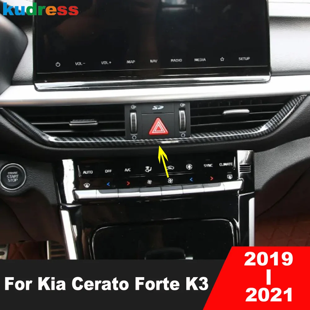 console-central-do-carro-ventilacao-de-ar-capa-guarnicao-painel-de-luz-de-advertencia-para-kia-cerato-forte-k3-2019-2021-acessorios-interiores-de-fibra-de-carbono
