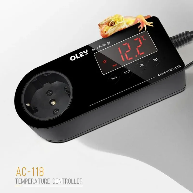 EU Plug Digital Temperature Controller Thermostat for Aquarium Reptile NTC Sensor AC-118