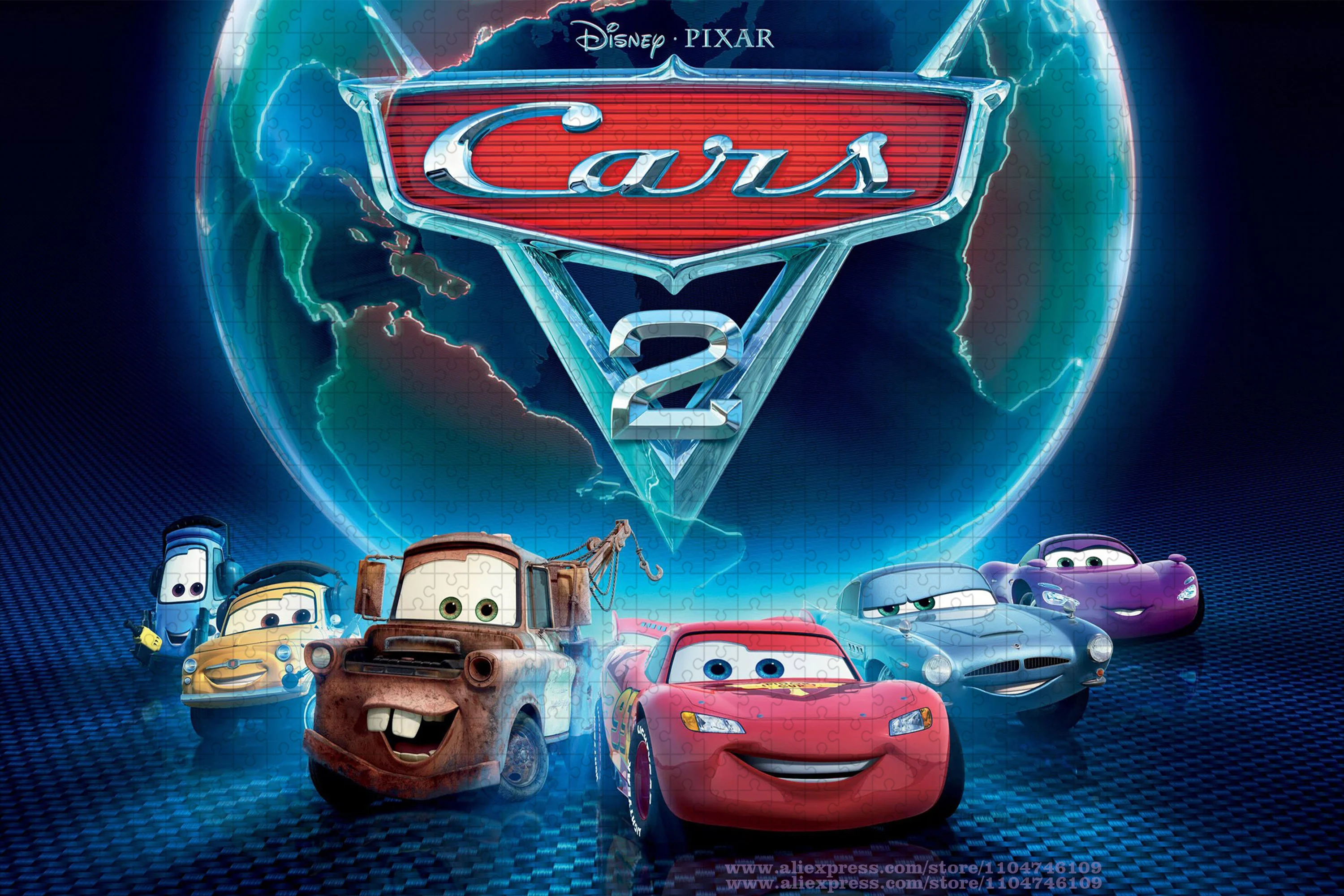 Disney anime carros quebra-cabeça 108/200/300/500/1000/1500 pçs dos desenhos animados anime quebra-cabeças inteligência presente com caixa