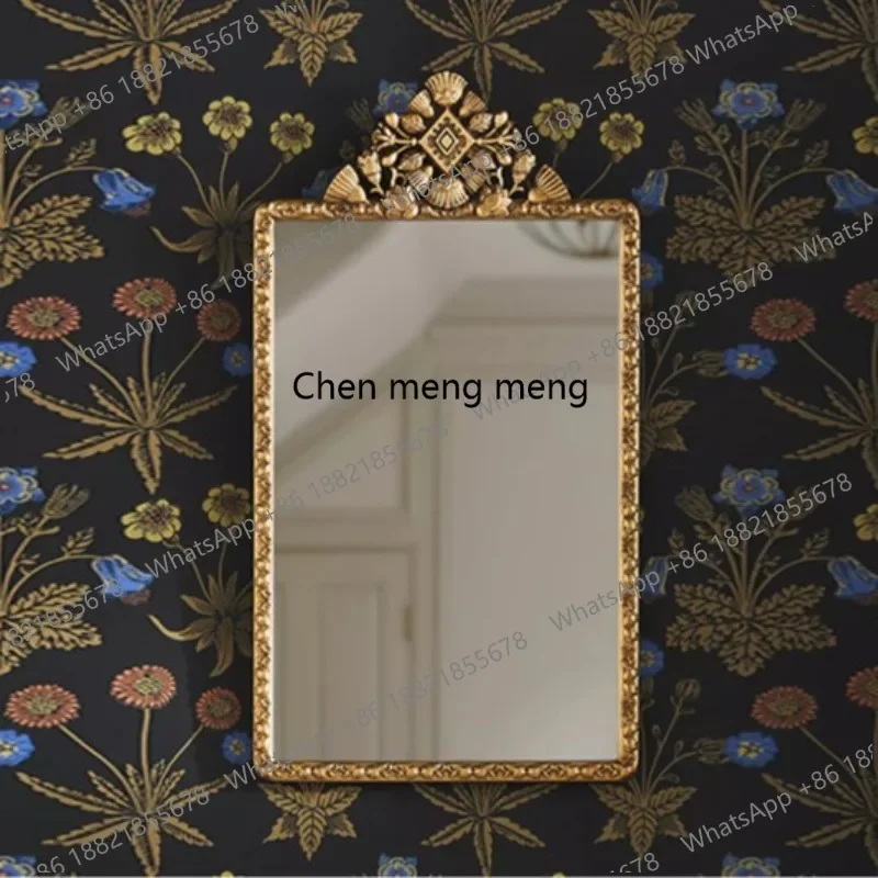 R French retro engraved high-end wall-mounted home living room fireplace decoration bedroom makeup mirror