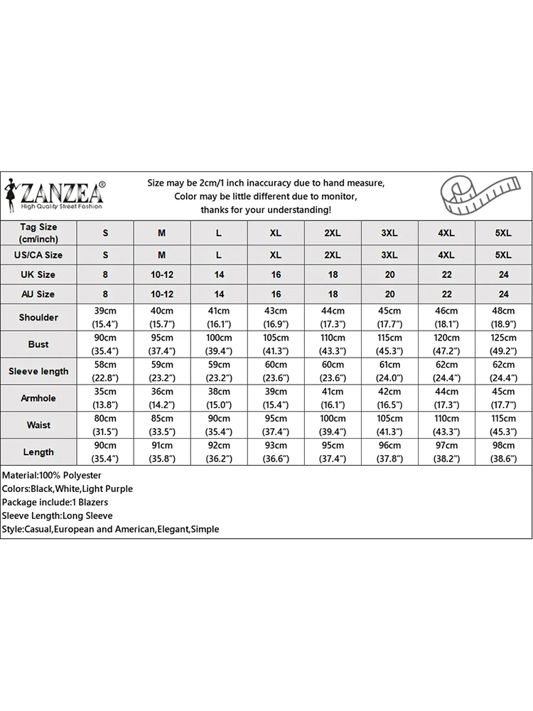 ZANZEA-فستان بليزر نسائي بأكمام طويلة ، ياقة بطية صدر ، سحاب متماثل ، أنيق ، تنحيف ، فساتين بليزر ، موضة خريف ، 2023