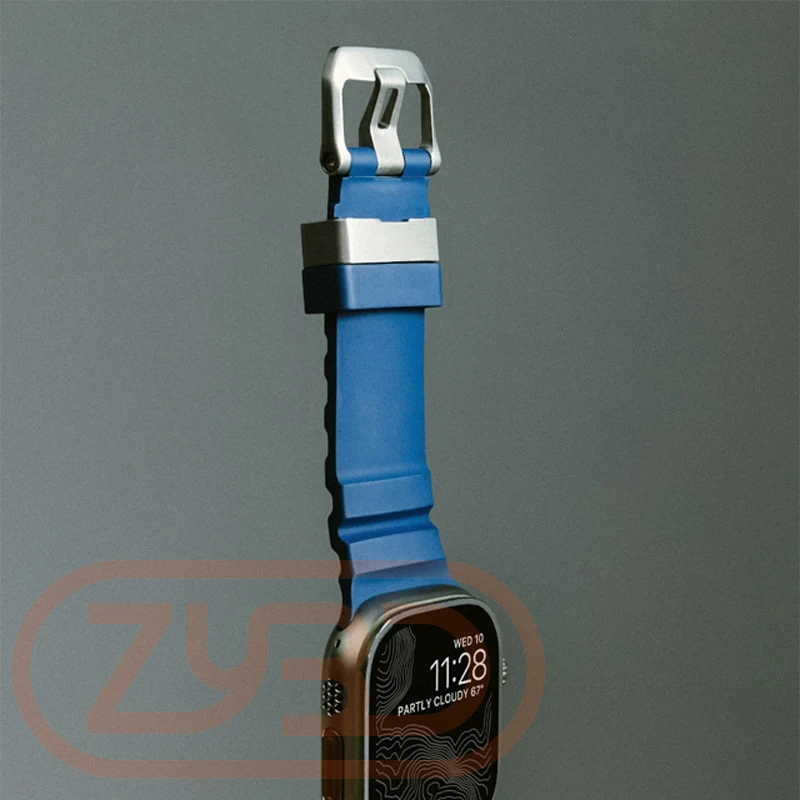 Sport Silicone Band For Apple Watch 42mm 44mm 45mm 46mm 49mm Titanium Metal Bracelet Strap For iWatch Ultra 2 10 9 8 7 6 SE 5 4