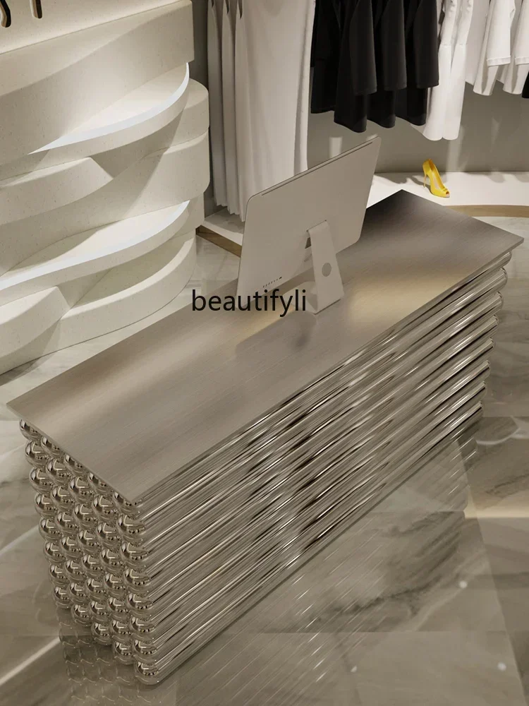 

yj21 Asmt52 luxury stainless steel checkout page clothing store store store small counter beauty salon reception table restauran