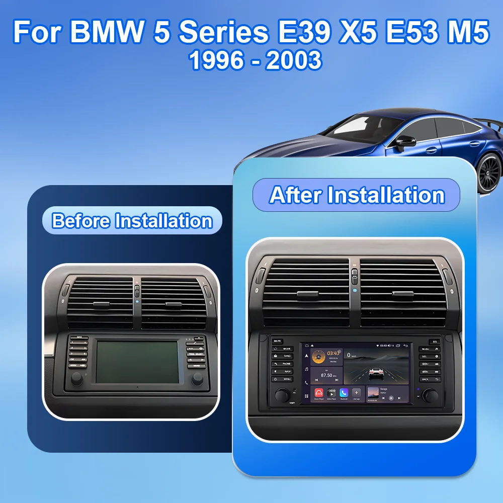 7 inch Android Auto car Radio GPS Navigation For BMW 5 Series E39 X5 E53 M5 1996 - 2003 Multimedia Player Video 4G WIFI No 2 Din view 2