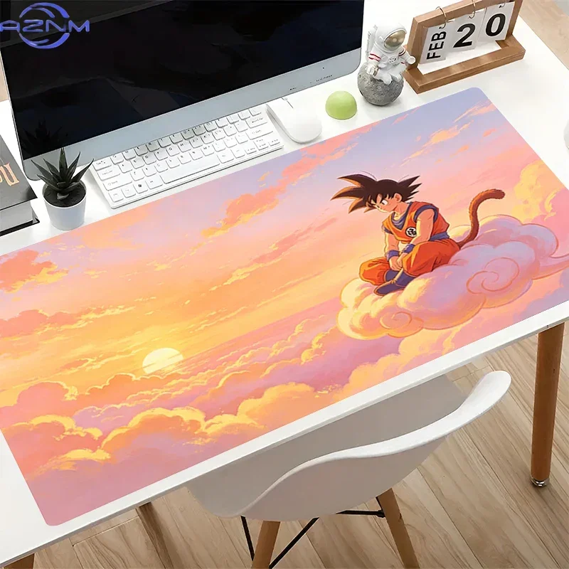 Anime Character and Golden Dragon Sunset Cloud Scenery Mouse Pad, Rubber Non-Slip Gaming Desk Mat, Smooth Surface Keyboard Pad f