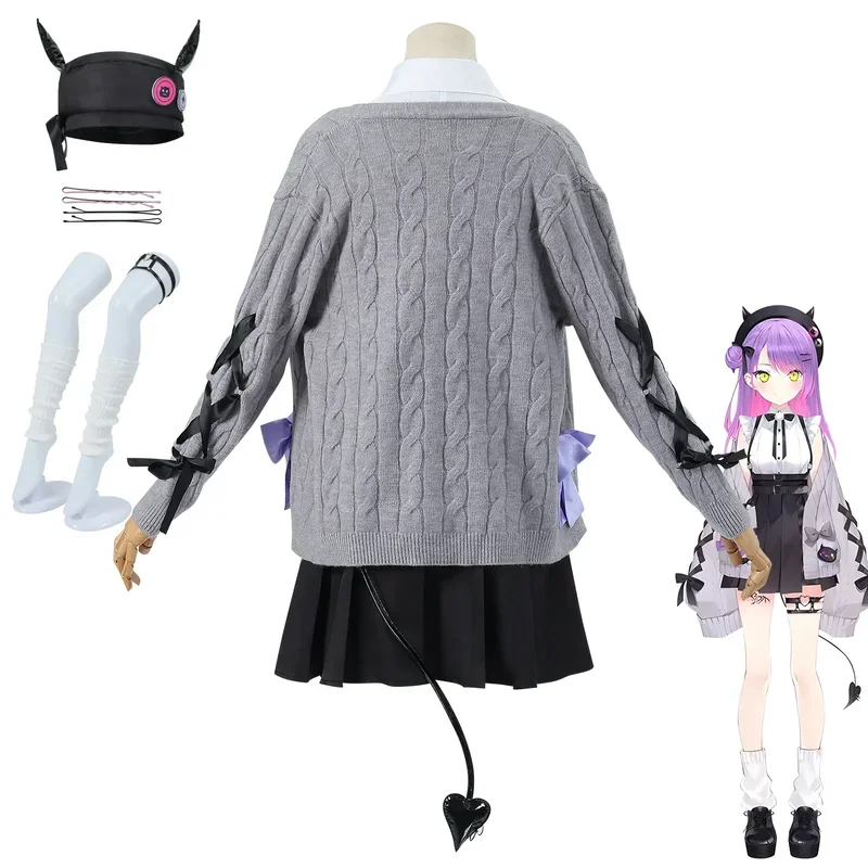 Anime Virtual YouTuber Tokoyami Towa Cosplay disfraz peluca suéter tejido chaqueta JK uniforme mujer encantador traje de Halloween