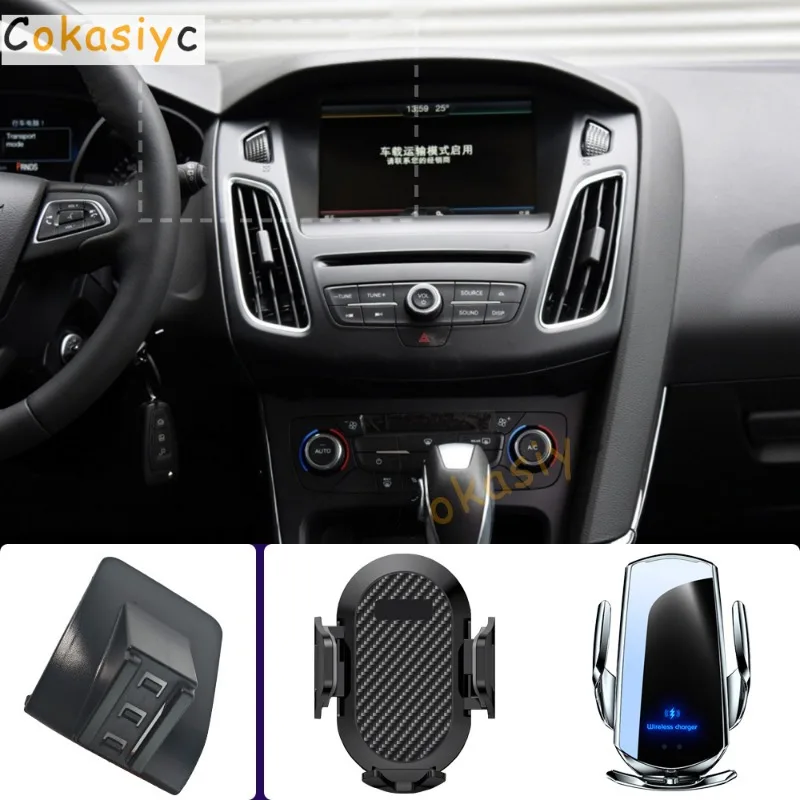 Suporte de Telefone para Carro para Ford Focus MK3 2012 2013 2014 2015 2016, Base Fixa Especial com Carregamento Sem Fio