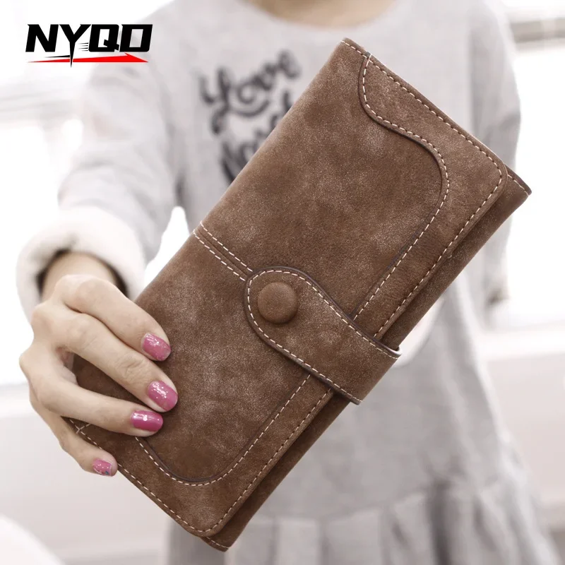 

Women Long Money Clip Clutch Bag Vintage Elegant Multi Card Slot Ladies PU Leather Versatile Double Fold Credit Card Zero Wallet