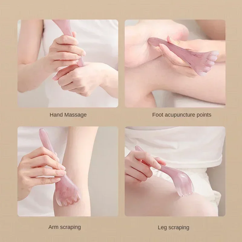 Resin Head Massager Scalp Gua Sha for Body Neck Leg Massage Five-claw Head Scraping Stick Massage Scraping Claw Massage Visage