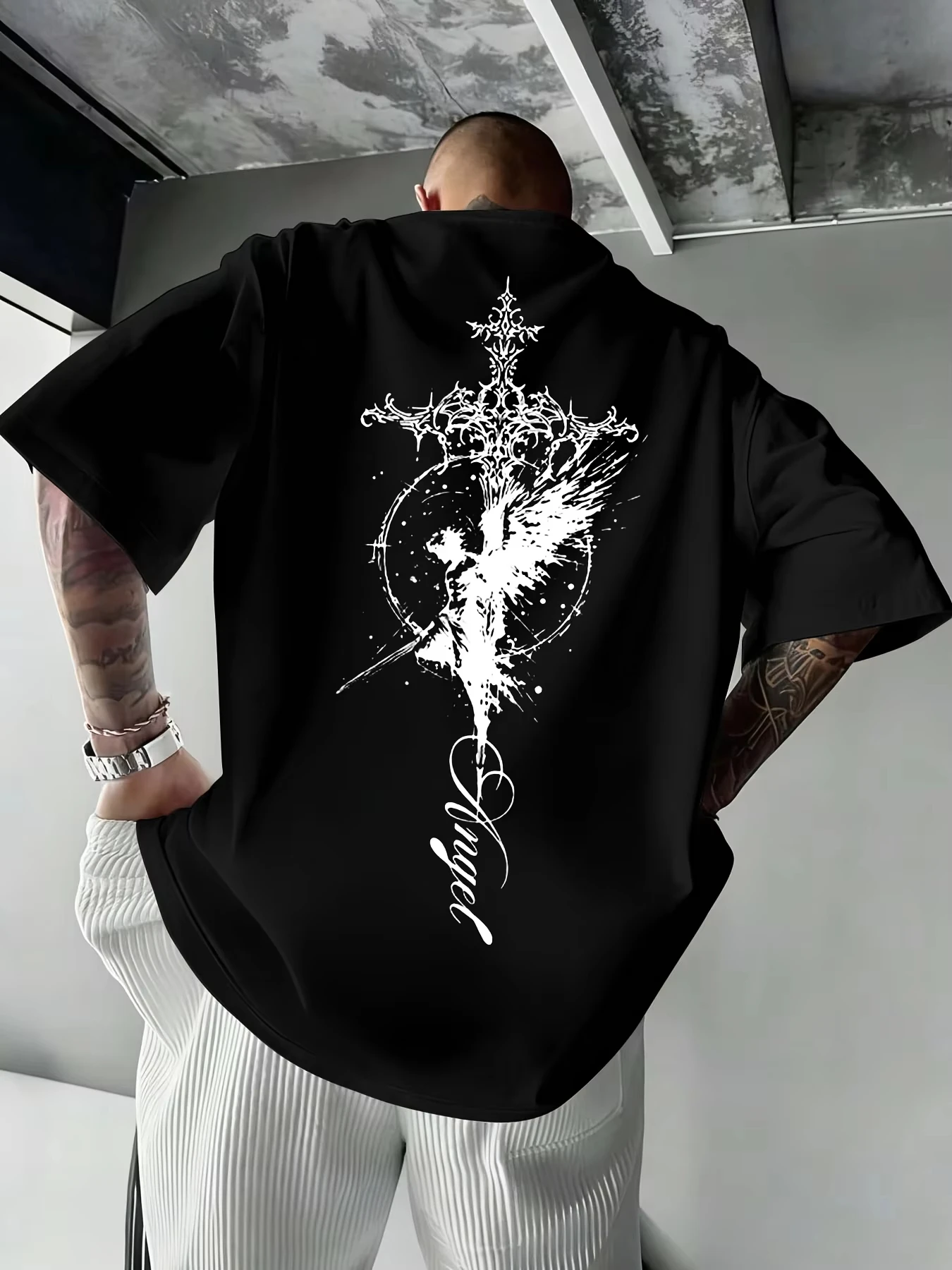 2026 Summer Men Round-neck Letter Pattern Fashion T-shirt Suitable for Summer Sports and Casual Wear Cotton Soft Material