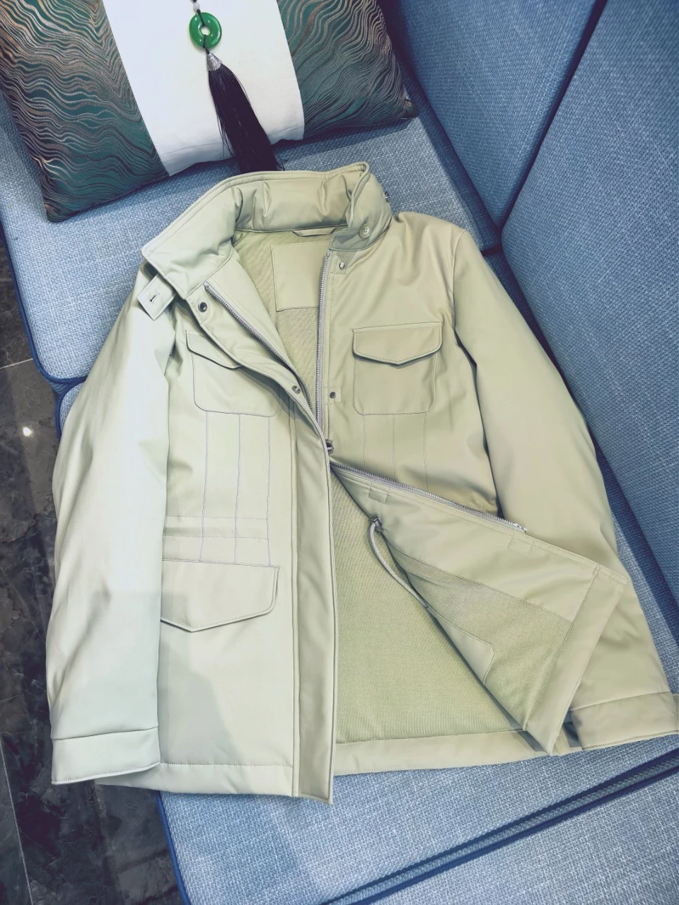 2025 Autumn/Winter New Women'S Stand Collar Waterproof Technical Fabric Hooded Slim Waist Goose Down Coat