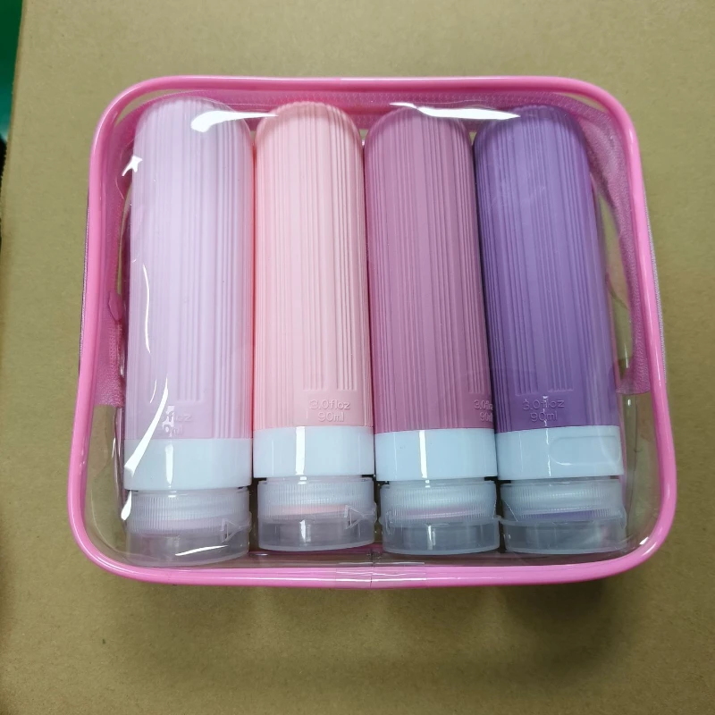 4pcs 90ML Travel Refillable Bottle Set Lotion Shampoo Shower Gel Tube Bottling Cosmetic Empty Liquid Container Portable Tool