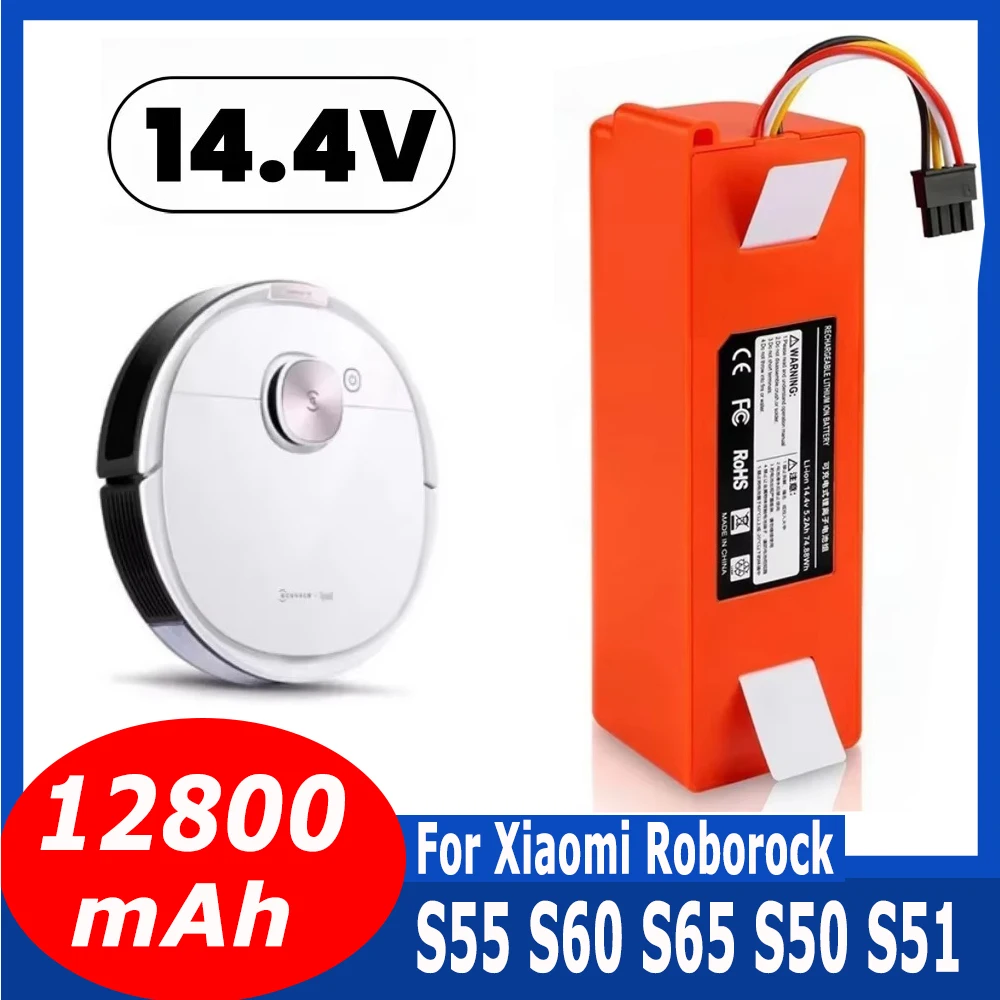 14.4V BRR-2P4S-5200S Robotic Vacuum Cleaner Replacement Battery For Xiaomi Roborock S55 S60 S65 S50 S51 S5 1S 1ST MAX S6 Parts