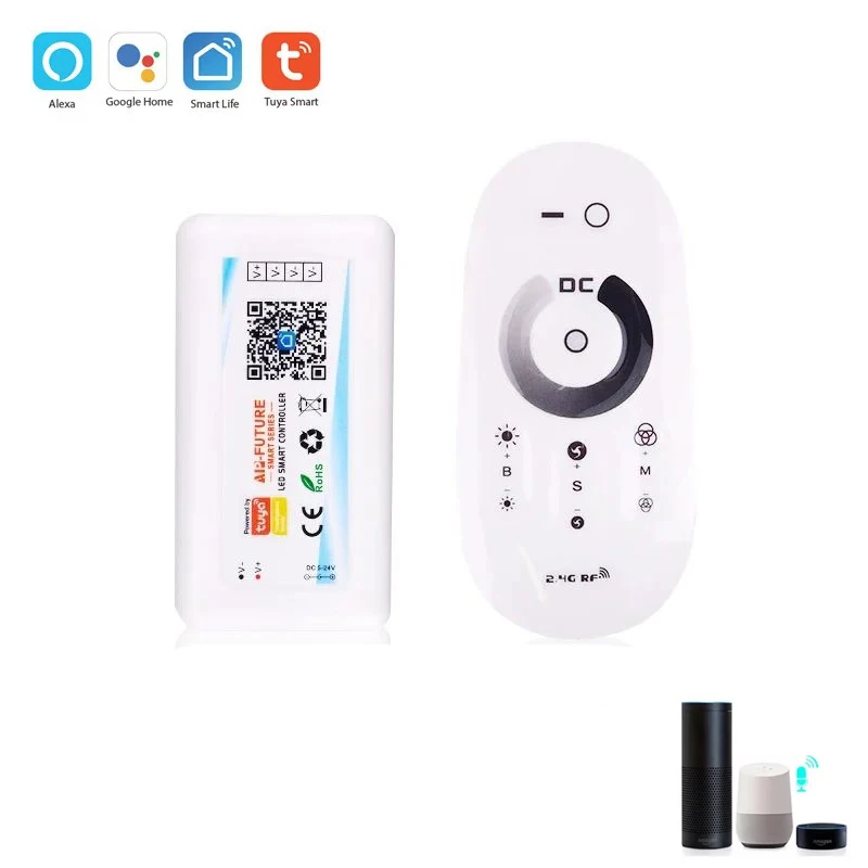 

DC5V-24V Tuya WiFi Smart Life LED Controller Alexa Google Home Voice Control Dimmer Single Color LED Strip APP Remote RF 2.4G