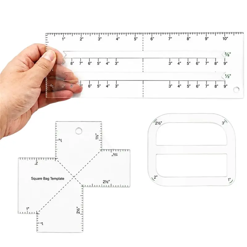 ABMH-3Pcs Boxy Bag Making Template Set Boxy Bag, Curve Bag, Zip Pocket For DIY Sewing