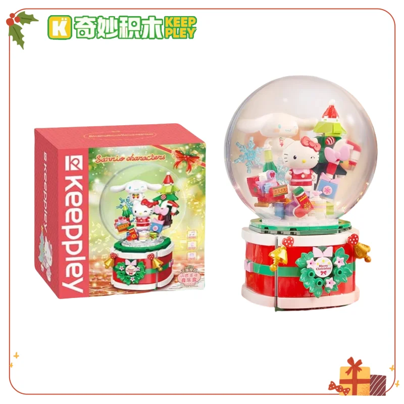 

Wonderful Building Blocks Keeppley Sanrio Wishing Christmas Music Box Model Hello Kitty Toy Ornament Gift Receive Blocks Toy