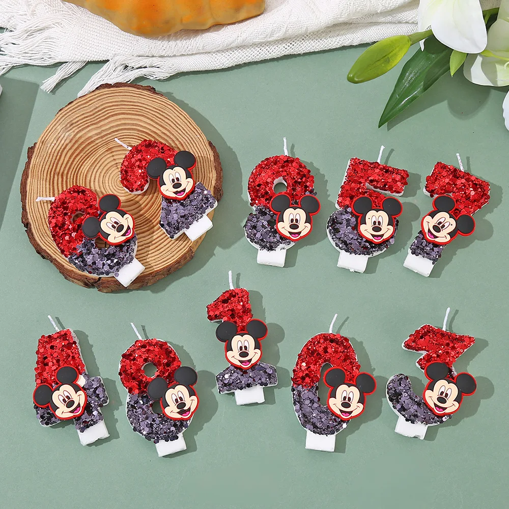 Velas de Mickey y Minnie Mouse, Velas de Cumpleaños con Número del 0 al 9, Decoración para Pastel y Cupcakes, Suministros para Fiestas, Regalos DIY