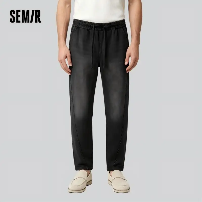 Semir jean hommes ample jambe droite américain ourlet incurvé 2025 nouveau été pantalons longs rétro