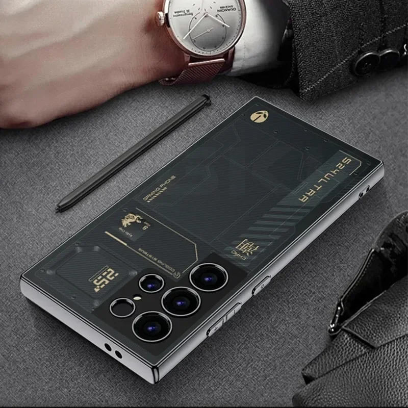 Luxury Painted Mechanical Matte Case for Samsung Galaxy S25 S24 Ultra S23  Frosted Plastic Hard Soft Edge Back Cover