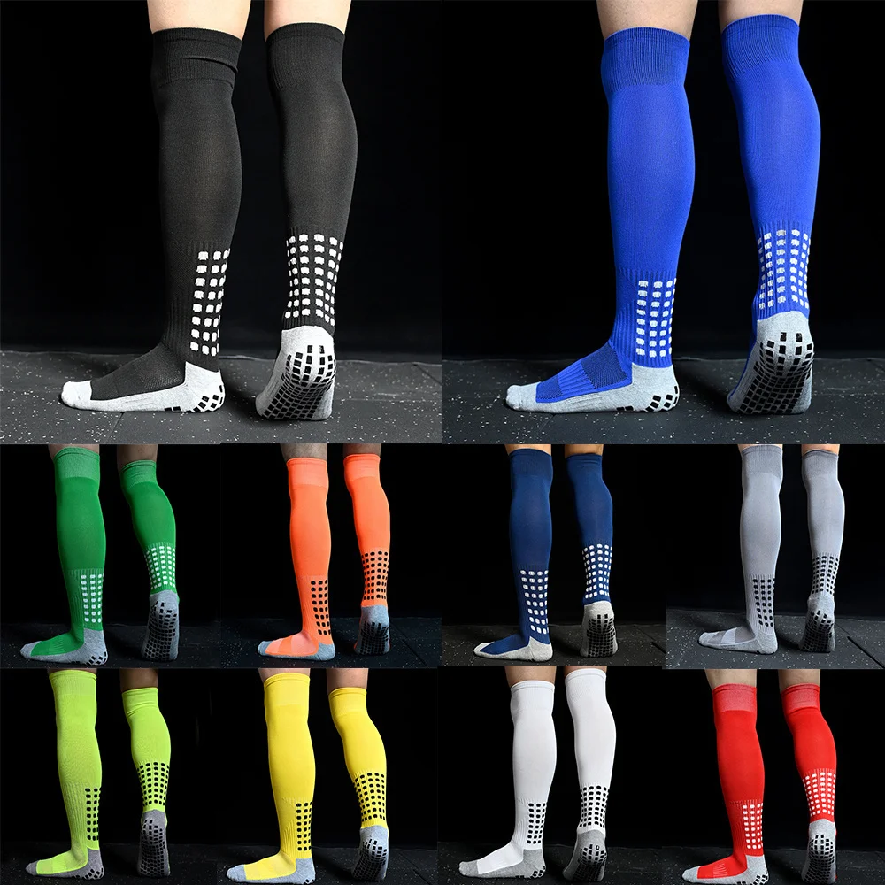 Chaussettes longues en coton coordonnantes pour hommes et femmes, chaussettes de football en caoutchouc, chaussettes de course respirantes, chaussettes de sport de football, haute qualité