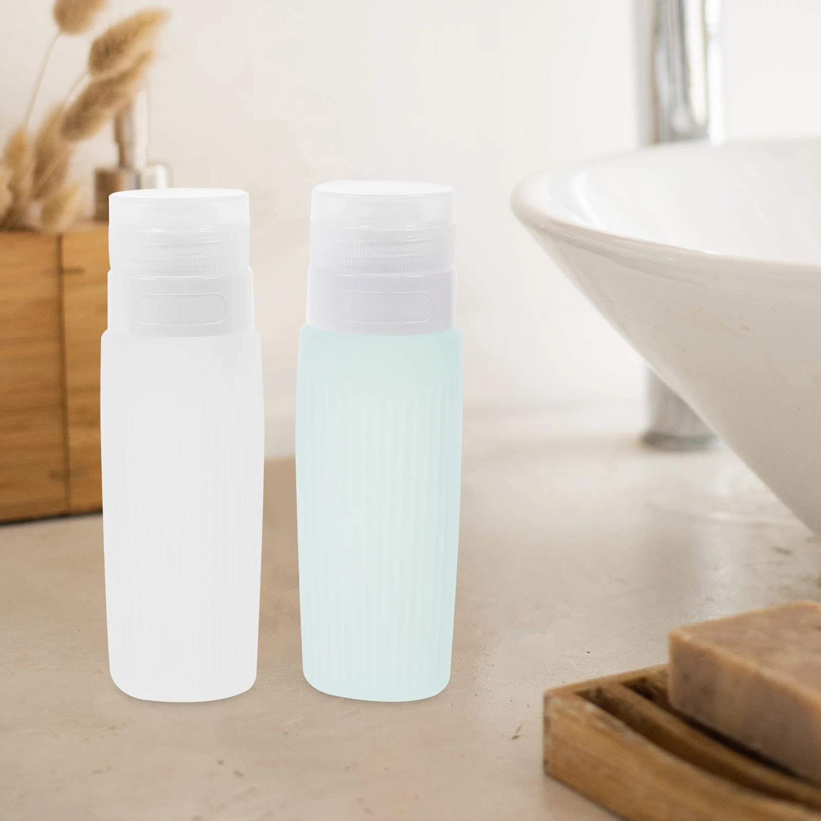 

4Pcs Silicone Travel Bottles Portable 80ml Refillable Leakproof Squeezable Toiletries Liquid Shower Gel Dispensers