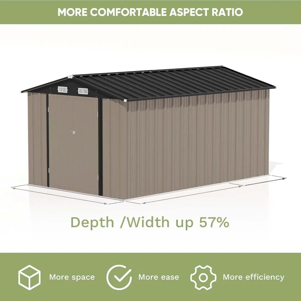 8 x 12 FT Metal Storage Shed for Outdoor, Steel Yard Shed with Design of Lockable Doors,Utility and Tool Storage for Outside Use