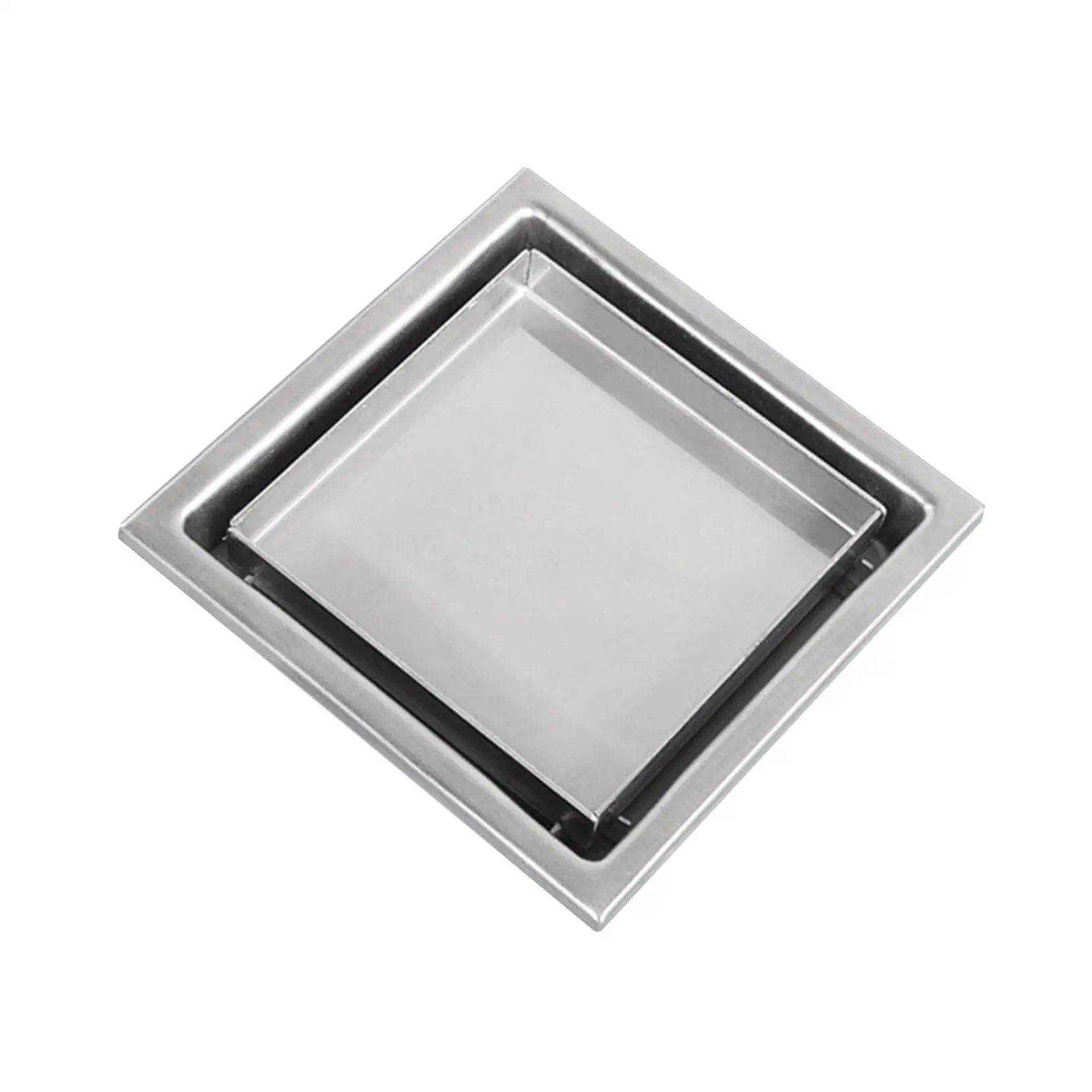 Floor Drain Square Shower Drain with Flange Reversible Stainless Steel 3.94inch Anti Clogging for Toilet Pool Garage Laundry