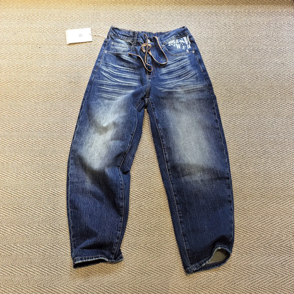 Amekaji Wear High-Grade Washed and Worn Cat Beard Blue Cow King Vintage Jeans Daddy Pants Men