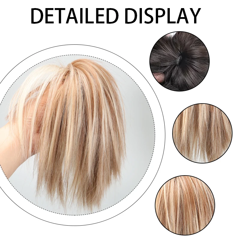 EFLAG Synthetic Hair Bun Bands Bows Chignon For Women Straight Wig Hairpiece  Hair Extension Tied To Ponytail