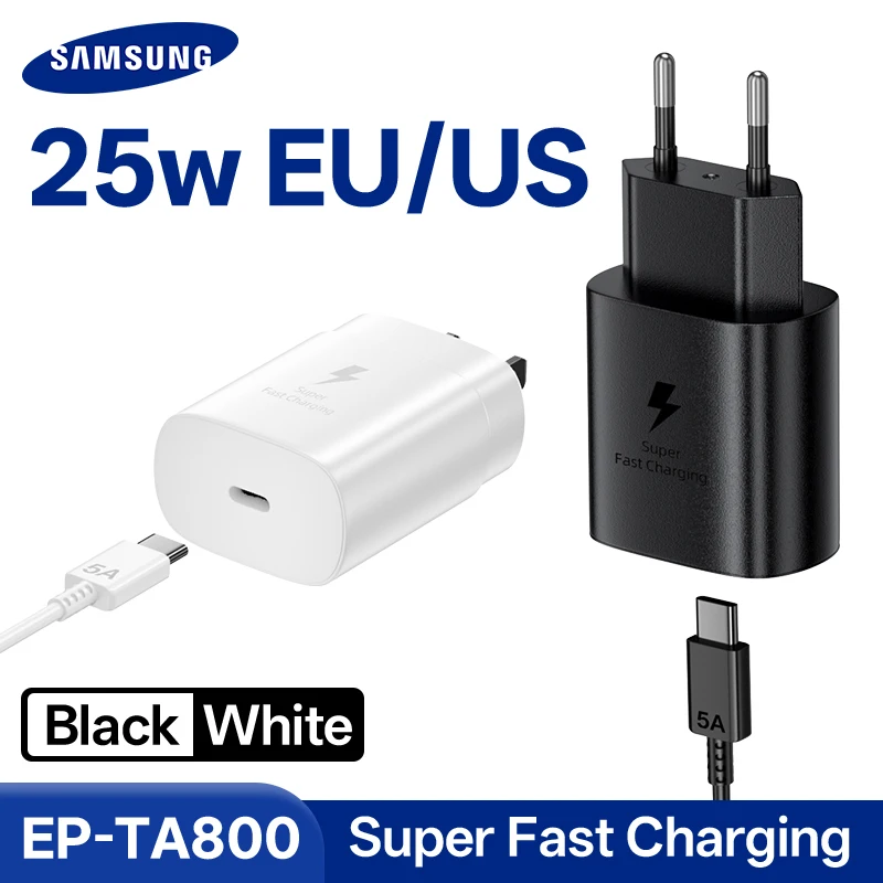 Samsung EP-TA800 25w Type C Fast Charge Adapter PD Wall Charger White for Galaxy A25 A05 A54 A05s S23 FE S21 Ultra 5G S21 FE 5G