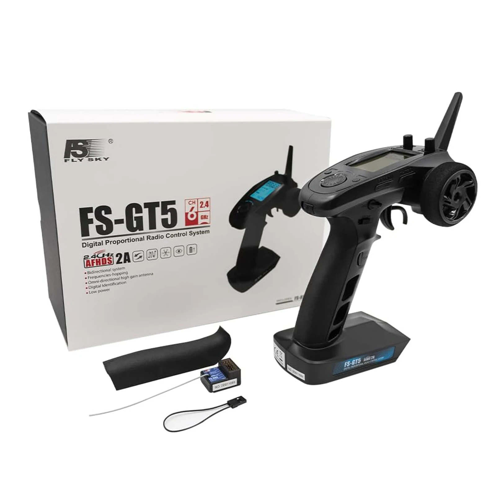 

Flysky FS-GT5 RC Transmitter 6 CH 2.4GHz AFHDS with FS-BS6 Receiver for RC Car Boat Radio System