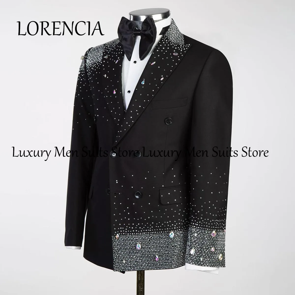 Customized Formal Embroidery Beaded Men Suits Luxury Shawl Lapel Groom Wedding Tuxedos 3 Pieces Sets Prom Blazers Slim Fit