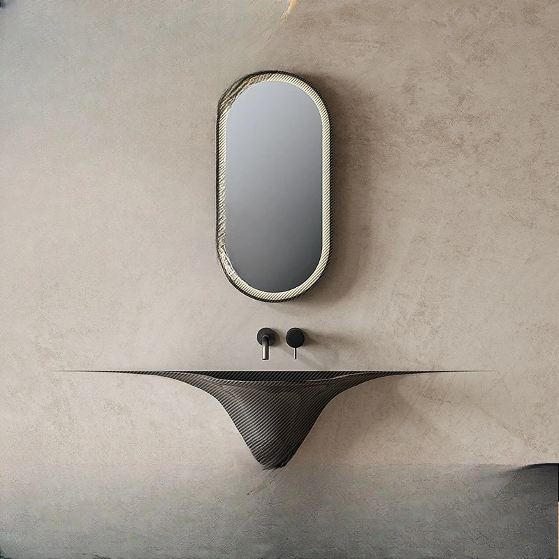 New carbon fiber wall-mounted basin, high-luxury hotel home villa bathroom mirror